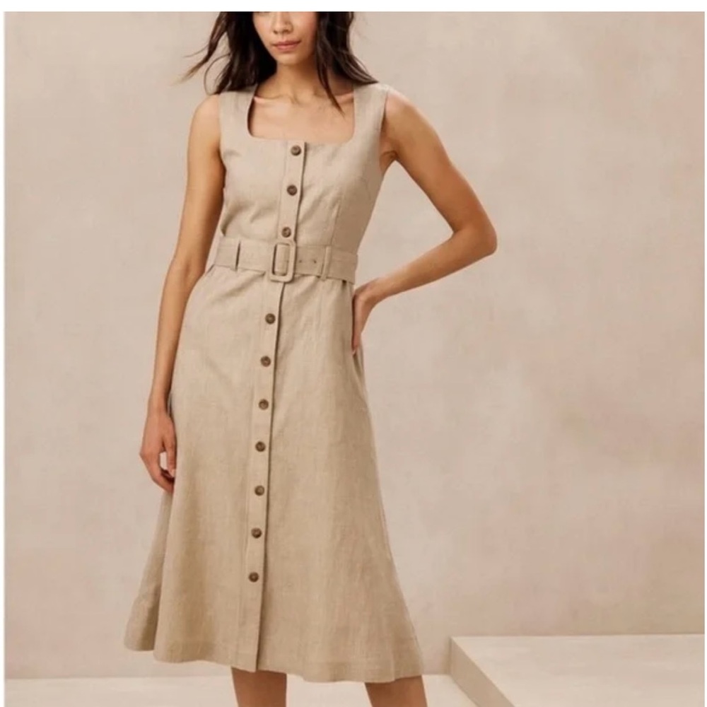 Banana Republic Factory Linen Blend Midi Dress
